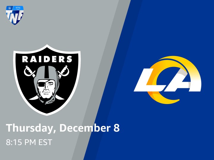 Logos para os Raiders e Rams no Thursday Night Football.