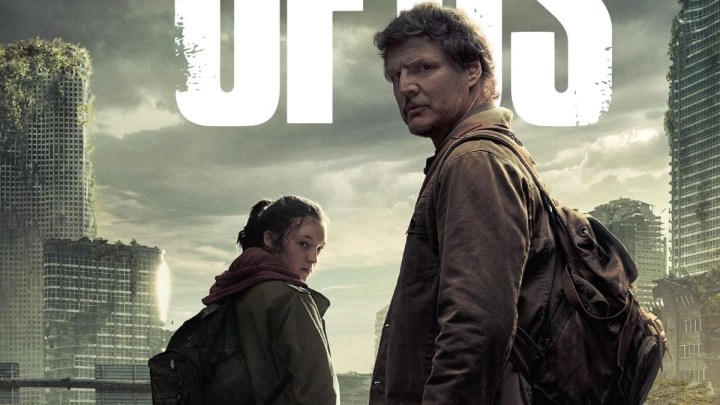 Ellie and Hoel turning back to face the camera in the poster for HBO's The Last of Us.