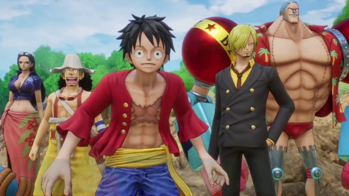 The Straw Hats standing together in One Piece Odyssey.