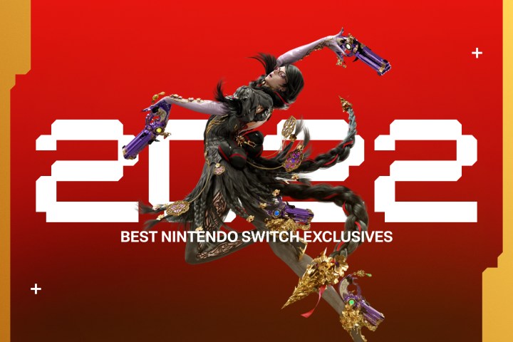 Bayonetta jumps in front of text that says The Best Nintendo Switch Exclusives of 2022.