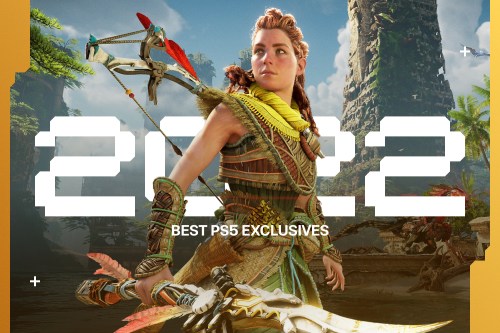 Aloy stands in front of text that says The Best 2022 PS5 Exclusives of 2022.