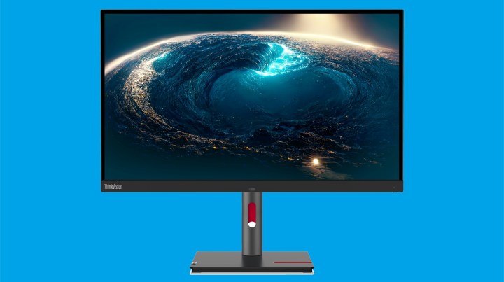 Lenovo ThinkVision P32p-30 monitor over blue background.