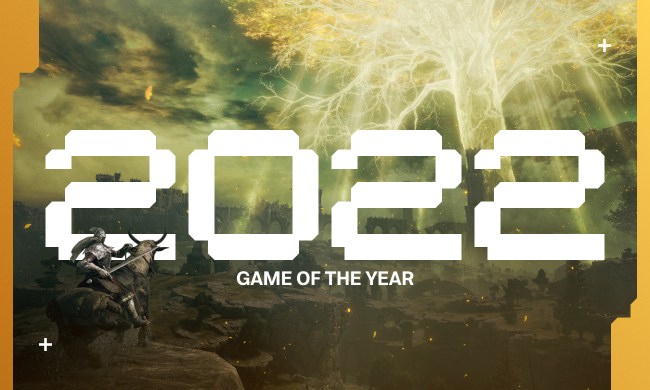An Elden Ring character stands on a cliff in front of text that says Game of the Year 2022.