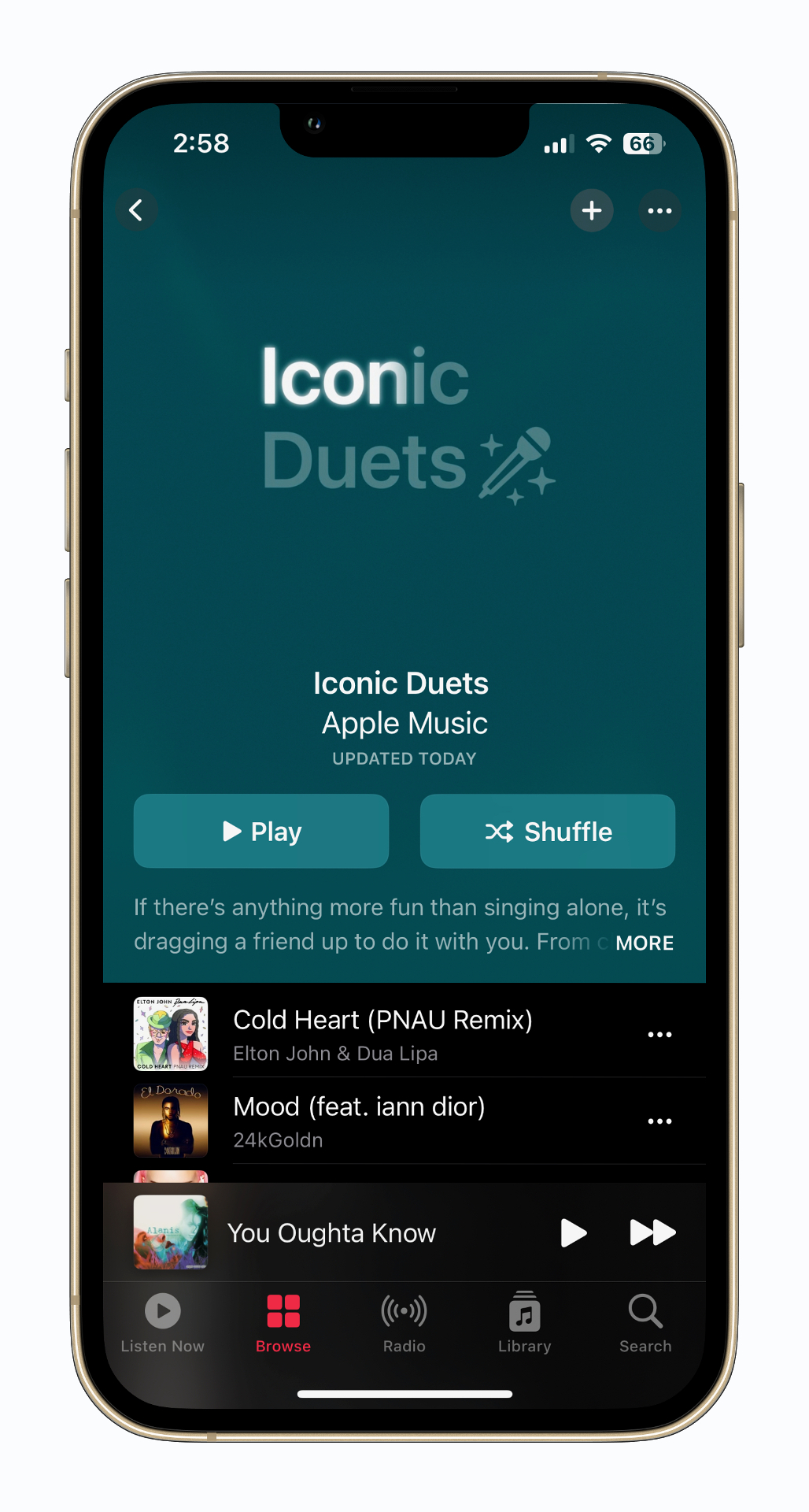 Apple Music Sing's 'Iconic Duets.'