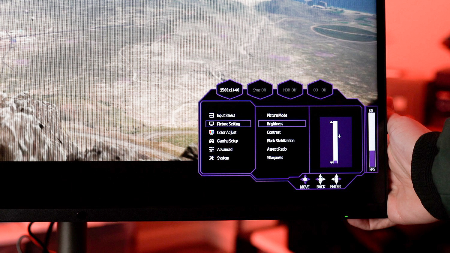 On-screen menu on the Cooler Master GP27Q.