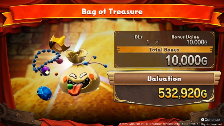 A bag of treasure appears in the vault in Dragon Quest Treasures.