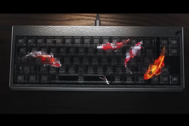 The koi fish effect on the Finalmouse Centerpiece mechanical keyboard.