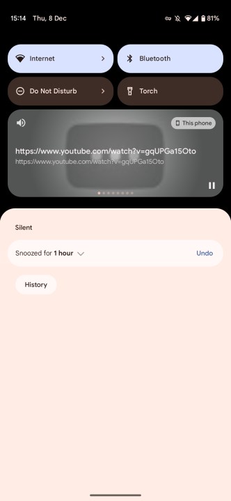 YouTube diputar di notifikasi.