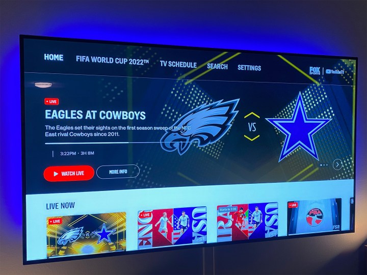 The Fox Sports app on a TV.