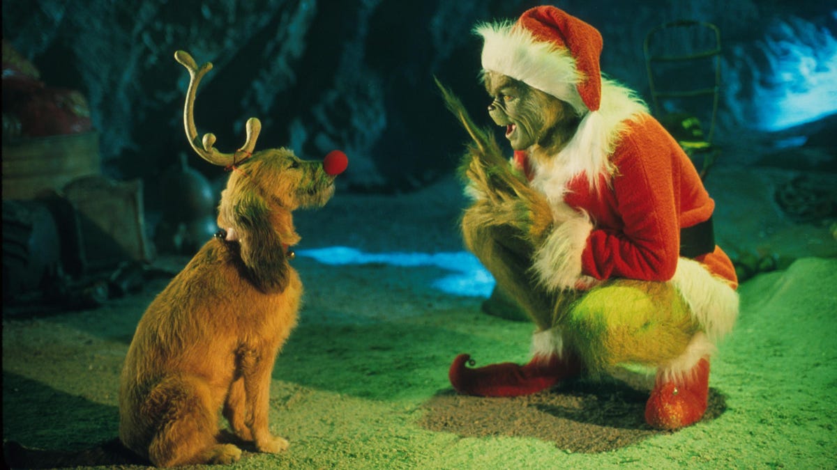 El Grinch habla con un perro en Cómo el Grinch robó la Navidad de Dr. Seuss. 