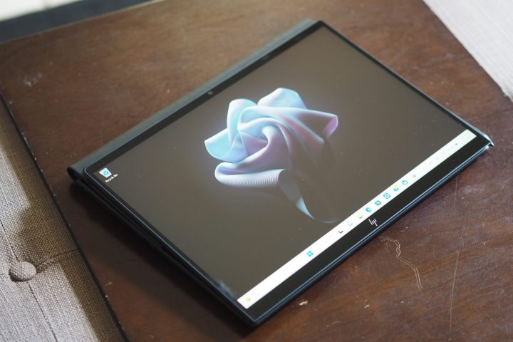 HP Dragonfly Folio G3 top down view in tablet mode.