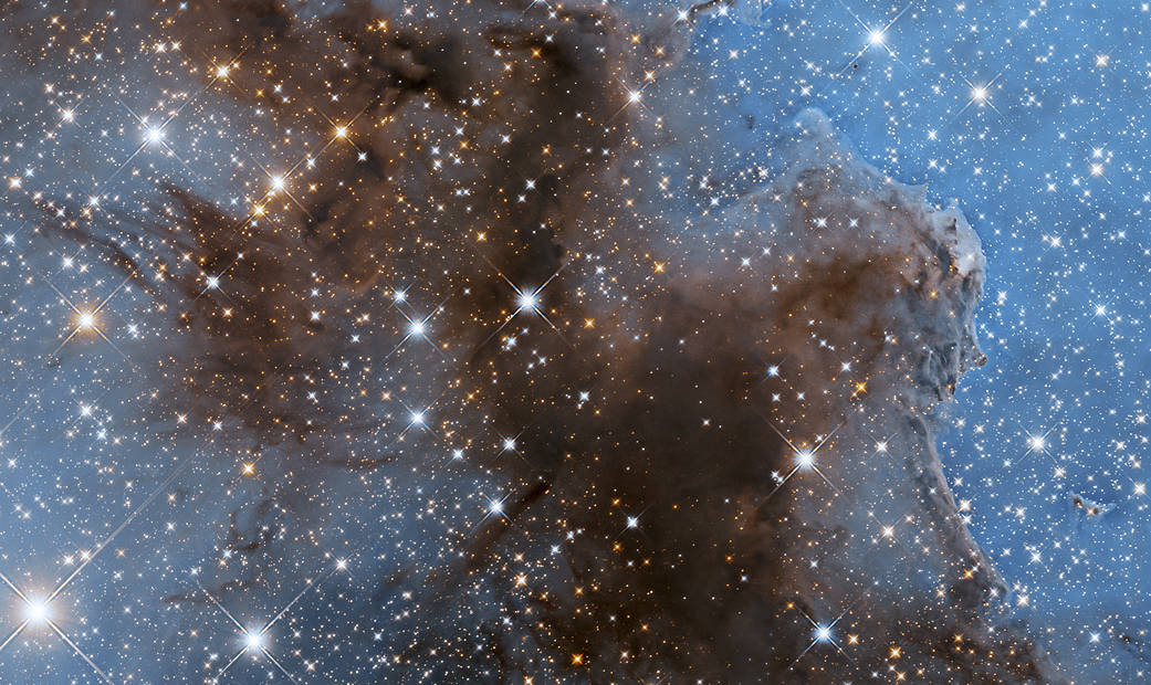 This sparkling new image depicts a small section of the Carina Nebula.