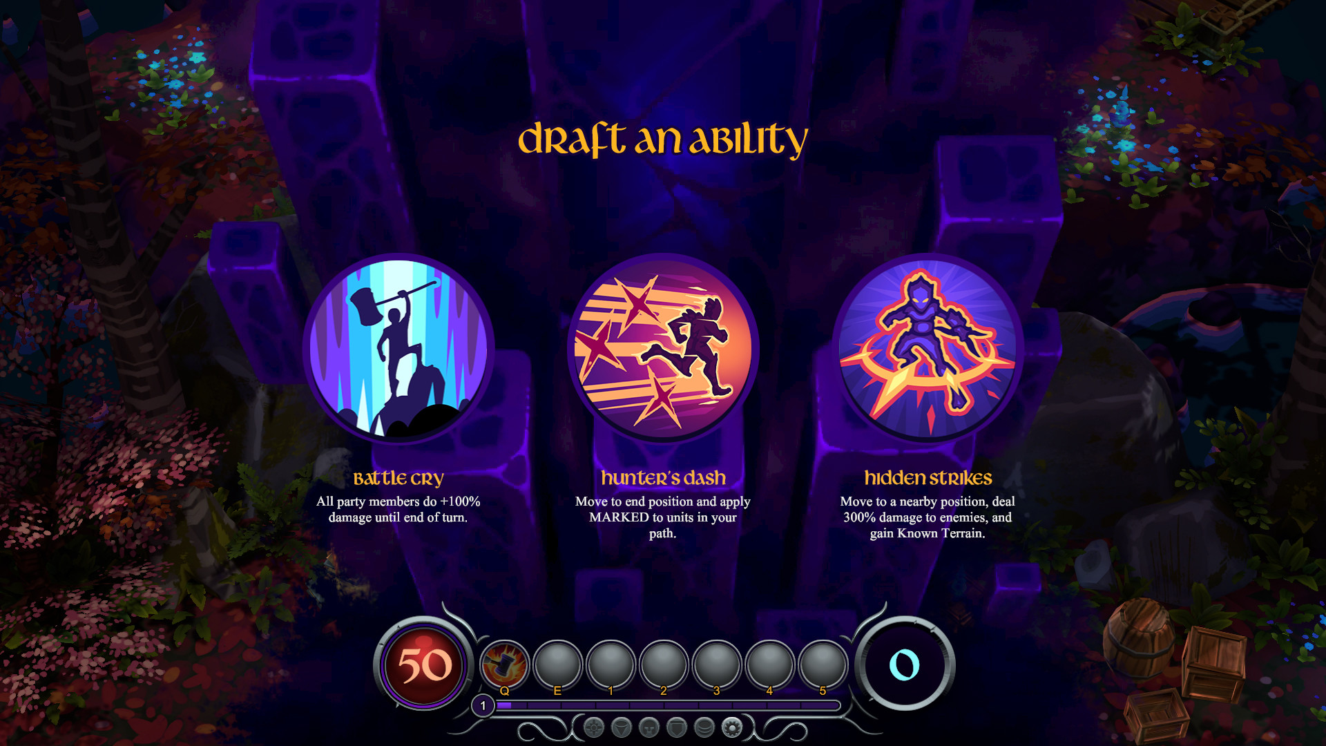 Inkbound bietet dem Spieler drei Fähigkeiten zur Auswahl.
