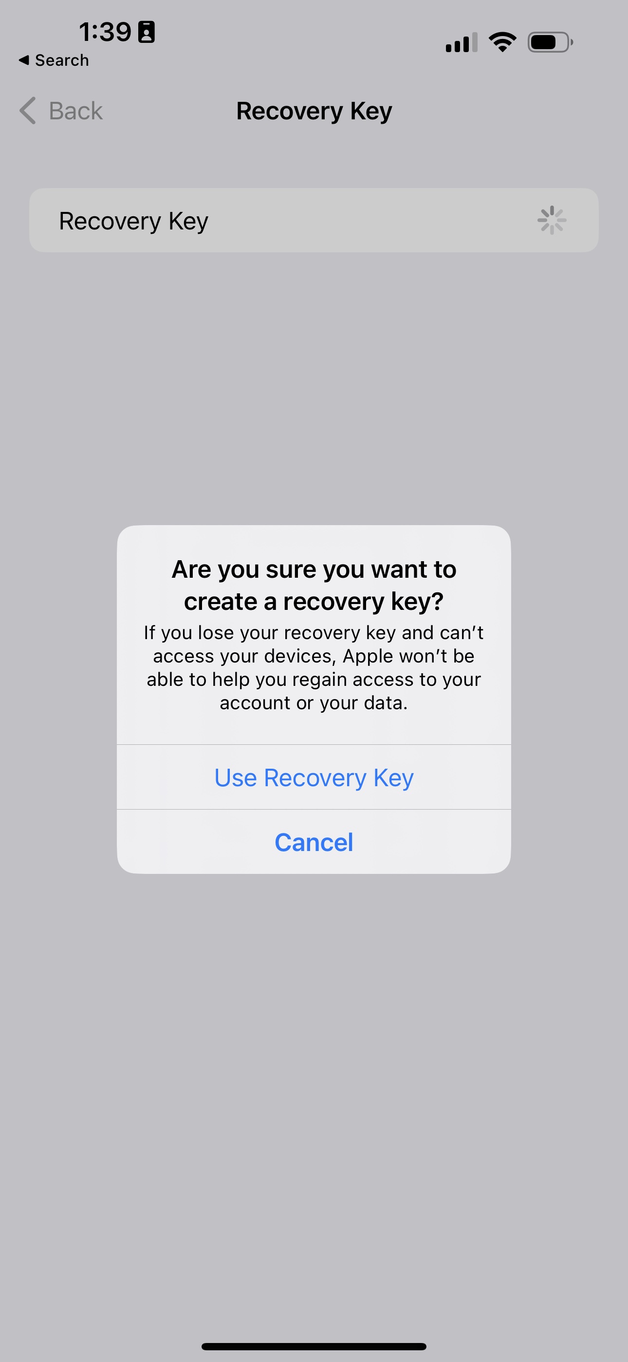Configurando a proteção avançada de dados em um iPhone com iOS 16.2.