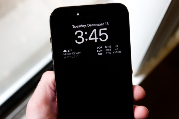 iPhone 14 Pro with a black always-on screen.