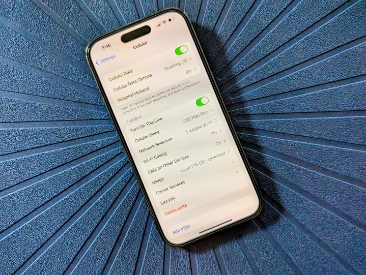 iPhone 14 Pro showing Cellular settings