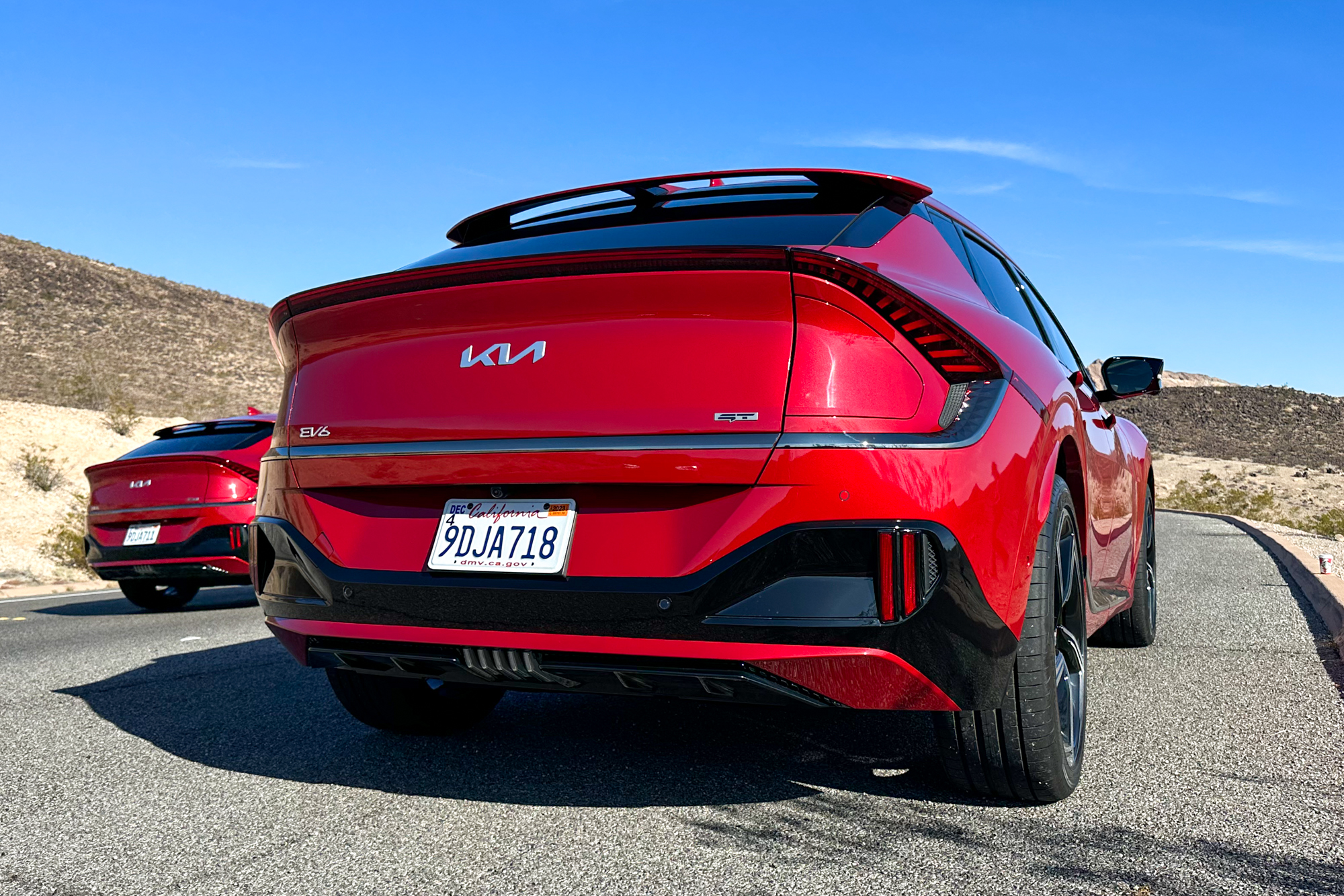 View of the 2023 Kia EV6 GT from the rear.