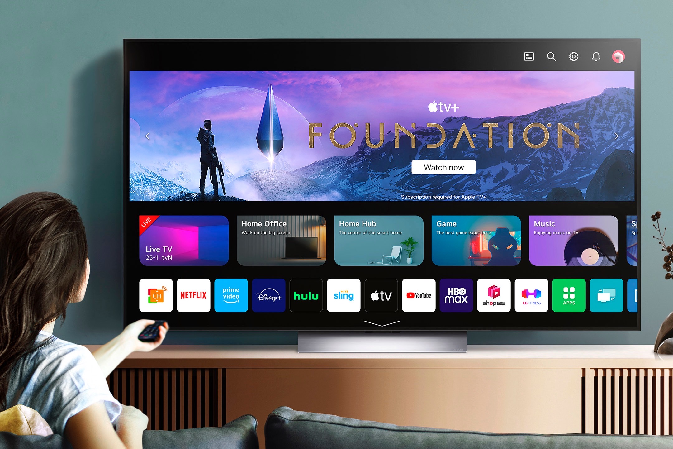 एलजी 2023 वेबओएस स्मार्ट टीवी इंटरफ़ेस।