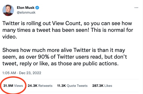 A tweet by Elon Musk.