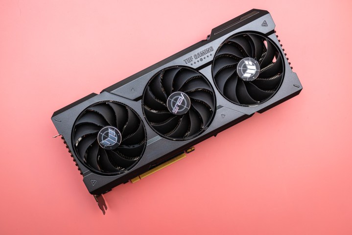 RTX 4070 Ti graphics card on a pink background.