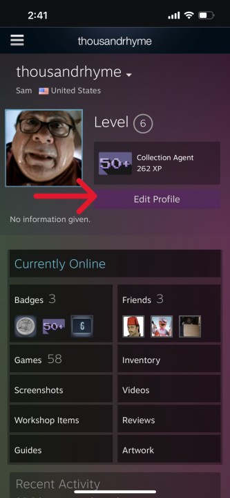 how to change steam username id mobile profile
