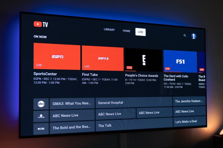 O guia ao vivo atualizado do YouTube TV.