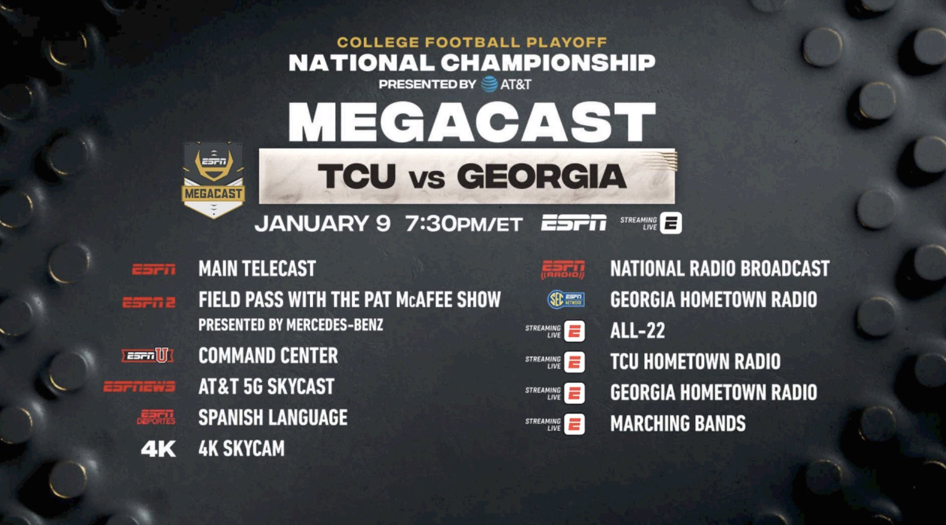 Logo for the 2023 National Championship Megacast.