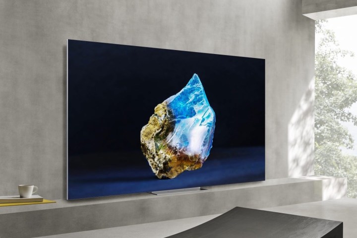 The Samsung microLED TV mounted on a wall.