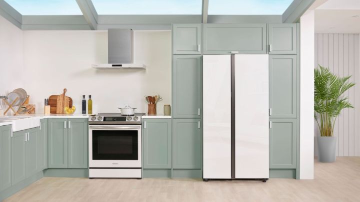 The Bespoke Side-by-Side Fridge installed in a modern kitchen.