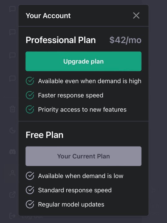 ChatGPT Pro Pricing Model as of Jan 2023.