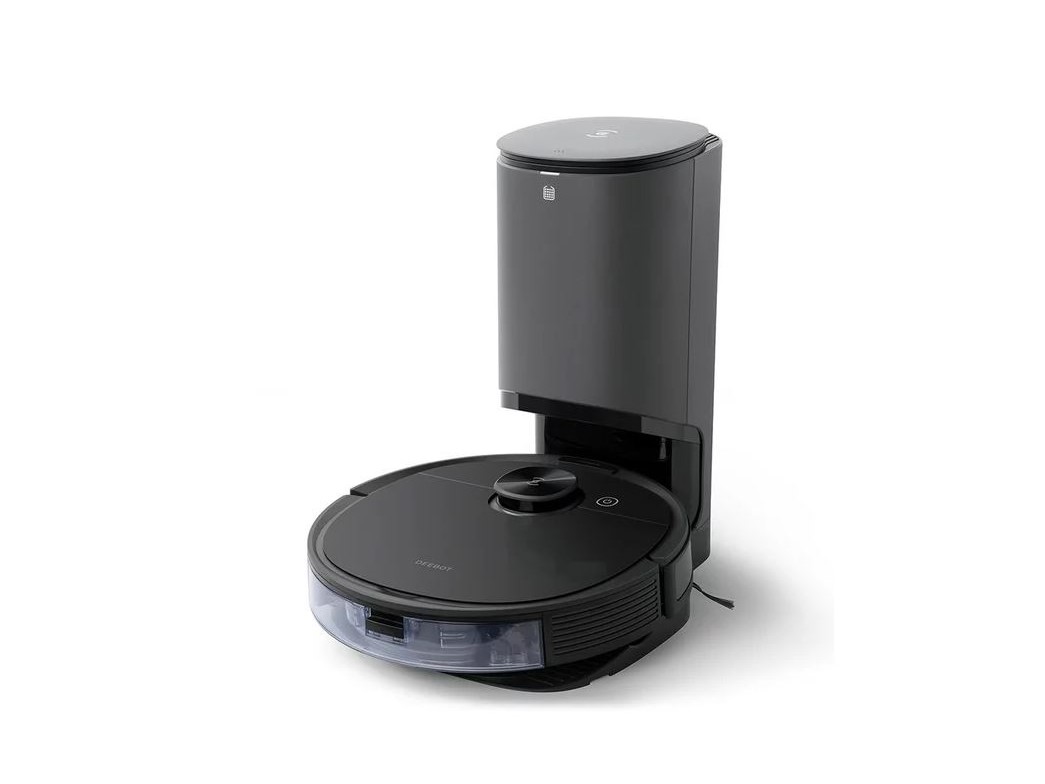Aspirador e esfregão Ecovacs Deebot N8+ com imagem de produto de doca de esvaziamento automático.