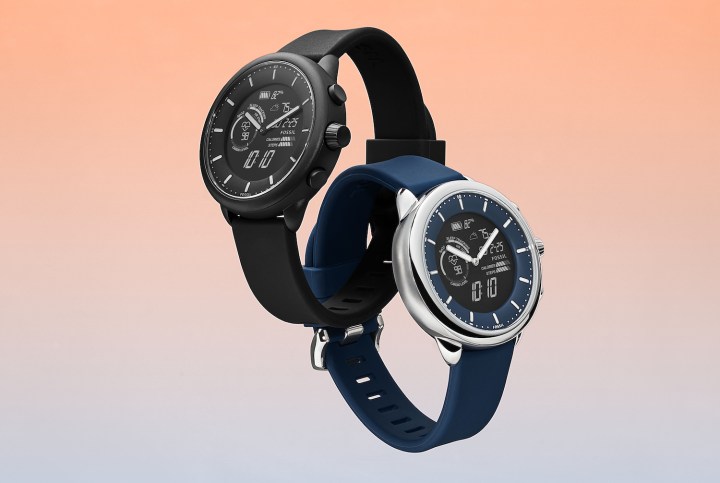 Fossil Gen 6 Hybrid Wellness Edition in black and blue.