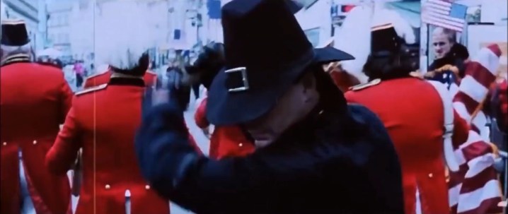 The Pilgrim wielding an ax in the trailer for Eli Roth's "Thanksgiving" in "Grindhouse."