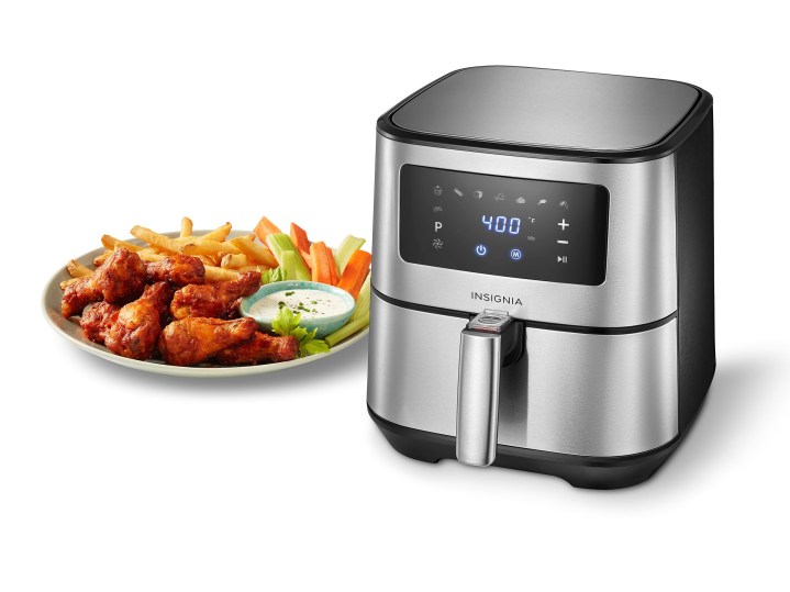 Insignia 5 Liter Digital Air Fryer with fried foods right around the corner