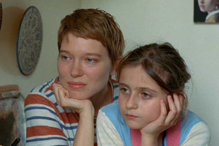 Léa Seydoux sits next to Camille Leban Martins in One Fine Morning.