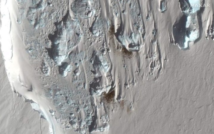 Una imagen satelital de la Antártida.