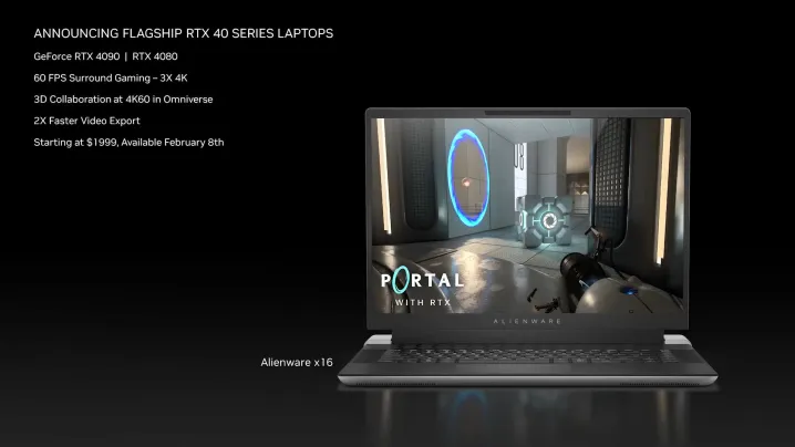 Nvidia flagship RTX 40 laptop slide.