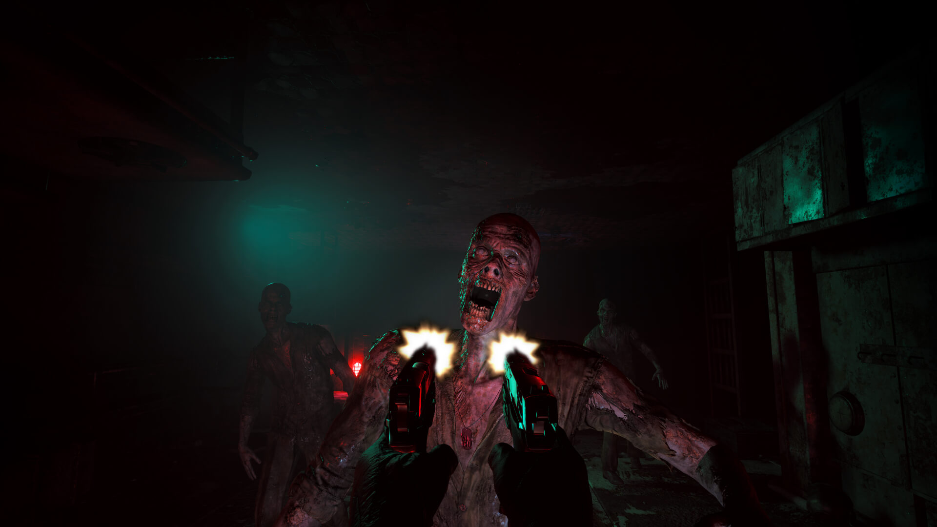 O jogador atira em um zumbi em The Dark Pictures: Switchback VR.
