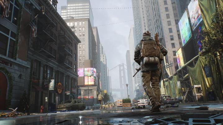 A player walks through an abandoned city in The Day Before.