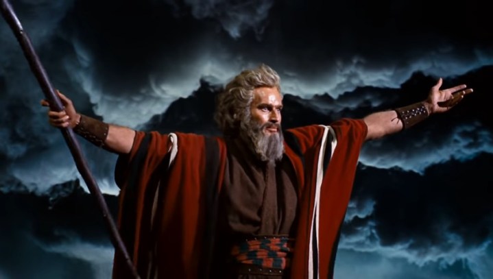 Moses in "The Ten Commandments" (1956).