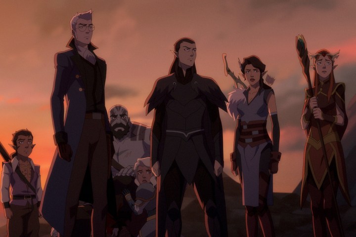 Vox Machina stands together at sunset in The Legend of Vox Machina Season 2.