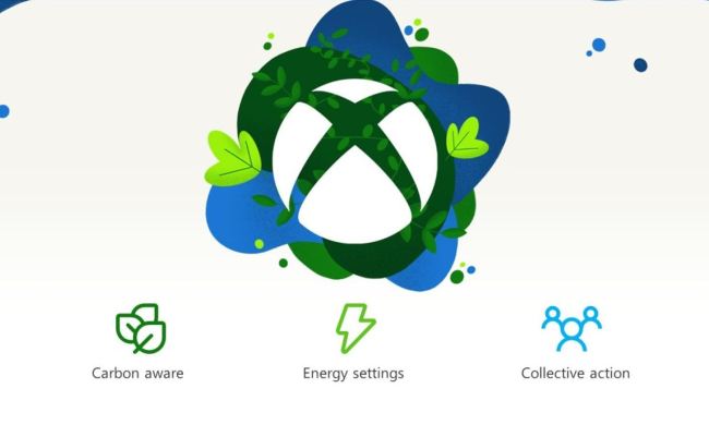 Official Xbox art promoting energy saving, carbon awareness, and collective action.