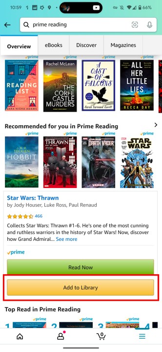 Adding a Prime Reading book to your Kindle.