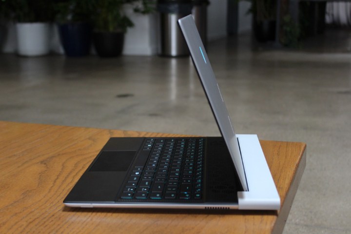 Alienware x14 R2 side profile on a table.