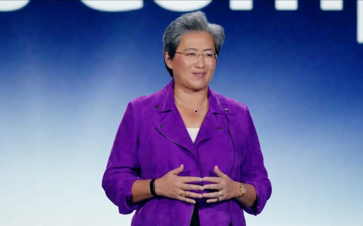 AMD CEO Lisa Su delivering AMD's CES 2023 keynote.