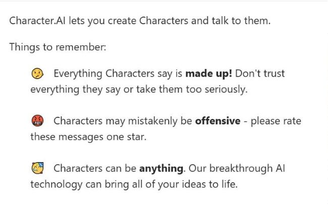 Rules of Character.ai.