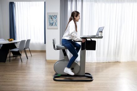 This bike desk lets you power your laptop with your workout