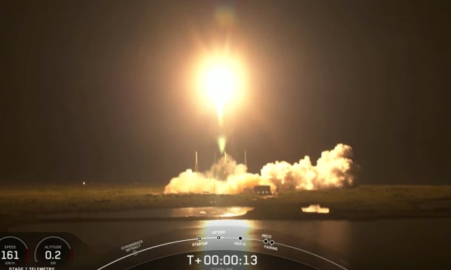 A SpaceX Falcon 9 rocket heads to space.