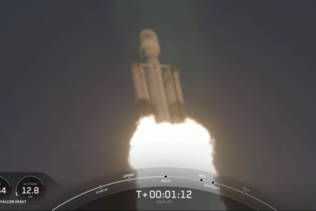 SpaceX's Falcon Heavy heading to space.