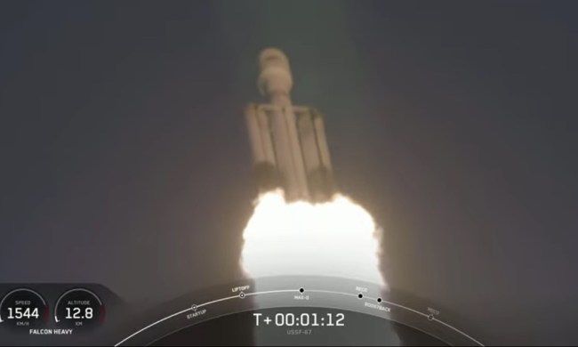 SpaceX's Falcon Heavy heading to space.